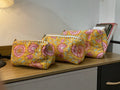 Mustard Floral Quilted Cosmetic Pouches