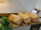 Mustard Floral Quilted Cosmetic Pouches